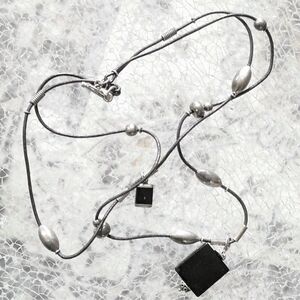Vintage Y2K Sterling Silver & Onyx Beaded Layered Leather Necklace from Mexico